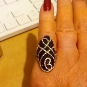 Black Spaniel,925 sterling silver with rhodium over, solid silver size6